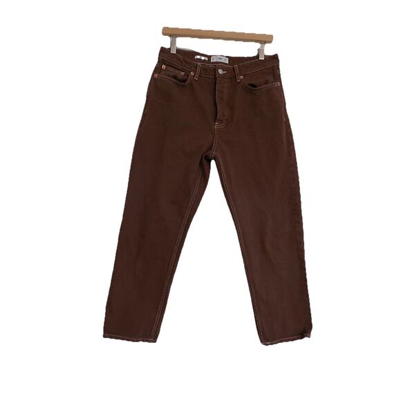 Mango MNG Havana brown jeans straight leg high waist size 8 - Picture 1 of 6